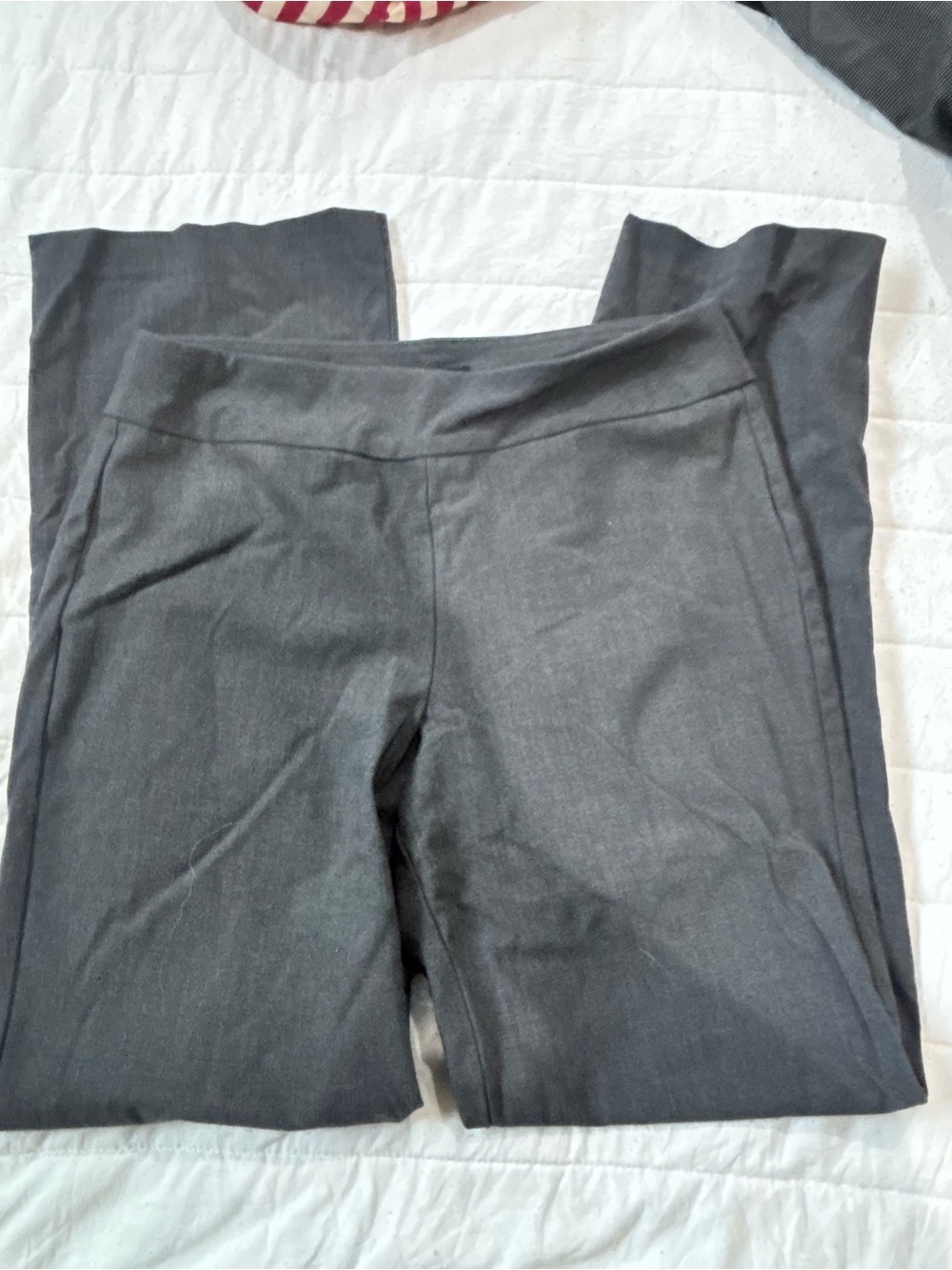 Roz & Ali Straight Leg Gray Knit Pants